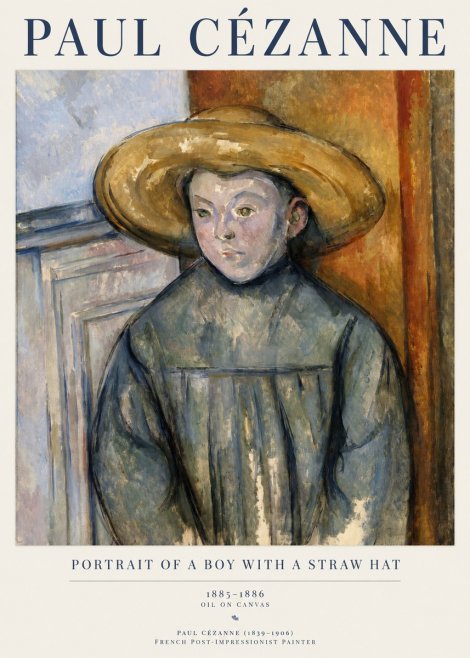 Paul Cézanne Portrait of a Boy with a Straw Hat No1 - Plakat
