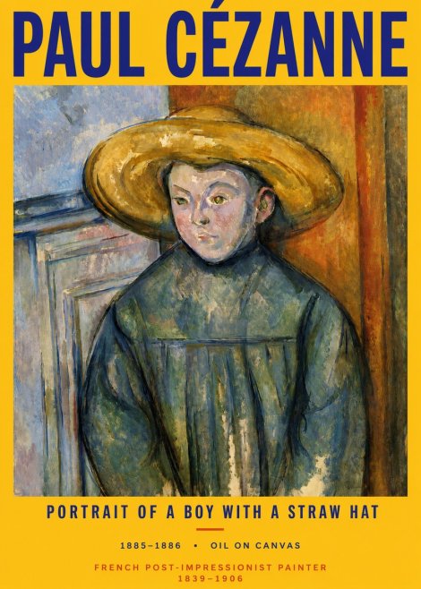 Paul Cézanne Portrait of a Boy with a Straw Hat No2 - Plakat