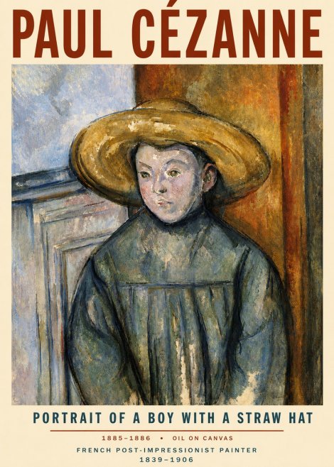 Paul Cézanne Portrait of a Boy with a Straw Hat No5 - Plakat