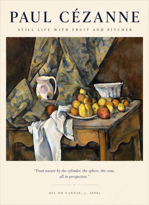 Paul Cézanne Still Life with Drapery, Pitcher and Fruit No2 - Plakat