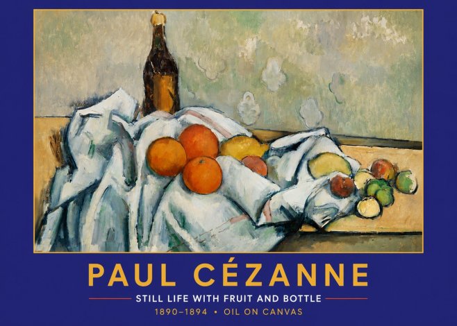Paul Cézanne Still Life with Fruit and Bottle No2 - Plakat