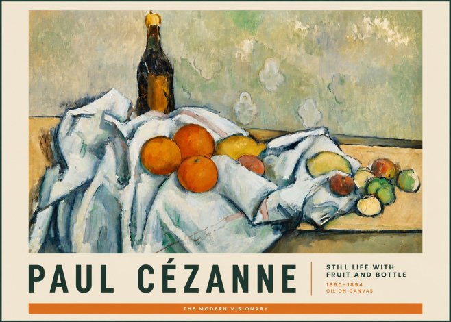 Paul Cézanne Still Life with Fruit and Bottle No3 - Plakat
