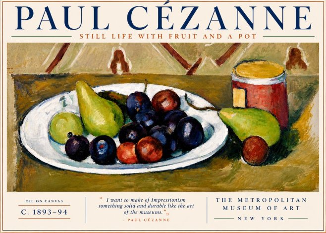 Paul Cézanne Still Life with Fruit and a Pot No4 - Plakat