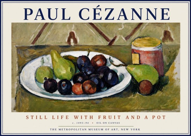 Paul Cézanne Still Life with Fruit and a Pot No5 - Plakat