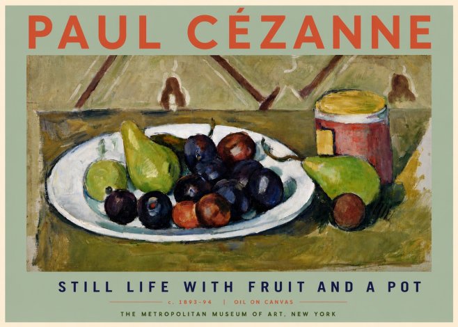 Paul Cézanne Still Life with Fruit and a Pot No6 - Plakat