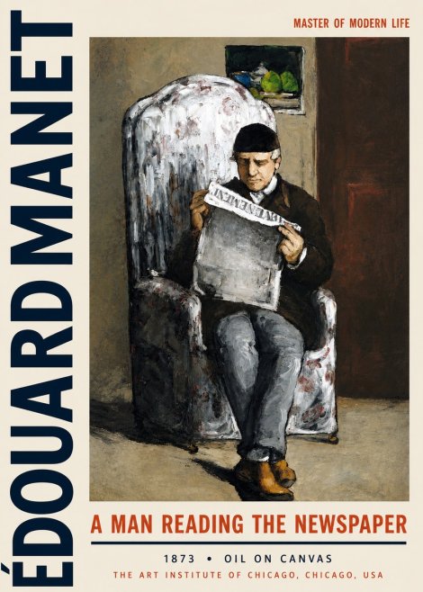 Édouard Manet A Man Reading the Newspaper No3 - Plakat