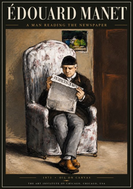 Édouard Manet A Man Reading the Newspaper No5 - Plakat