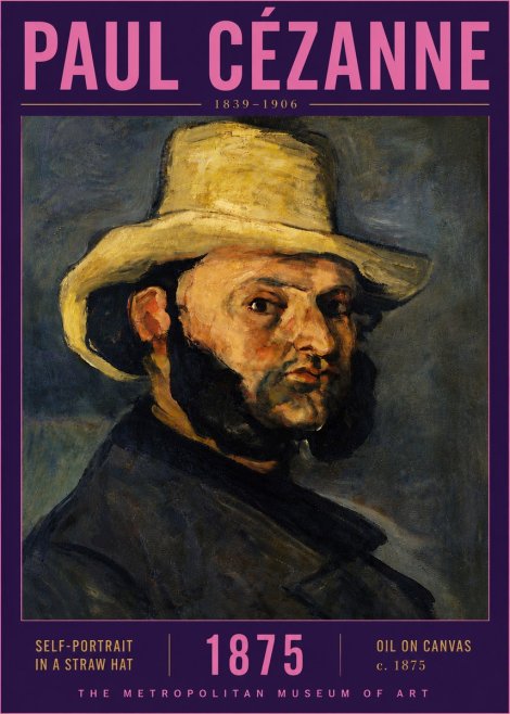 Paul Cézanne Self-portrait in a Straw Hat No5 - Plakat