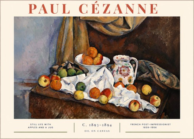 Paul Cézanne Still Life with Apples and a Jug No2 - Plakat