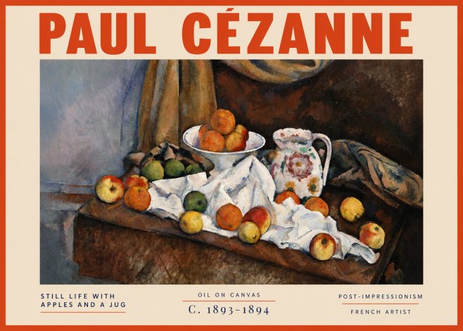 Paul Cézanne Still Life with Apples and a Jug No5 - Plakat