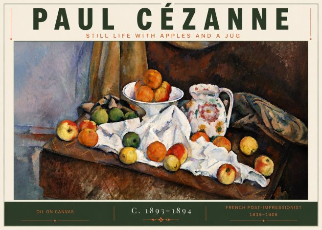 Paul Cézanne Still Life with Apples and a Jug No6 - Plakat