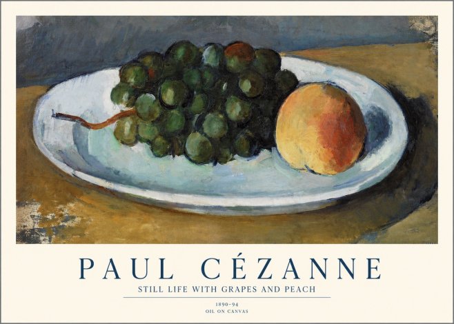 Paul Cézanne Still Life with Grapes and Peach No1 - Plakat