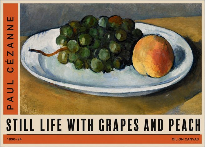 Paul Cézanne Still Life with Grapes and Peach No2 - Plakat