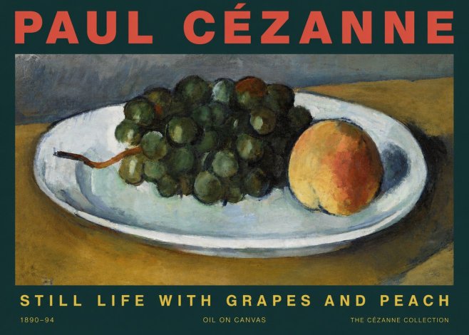 Paul Cézanne Still Life with Grapes and Peach No3 - Plakat