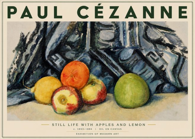 Paul Cézanne Still Life with Apples and Lemon No4 - Plakat