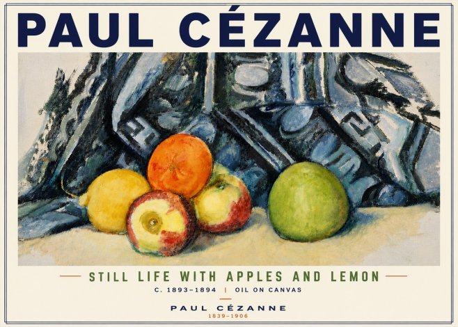 Paul Cézanne Still Life with Apples and Lemon No6 - Plakat