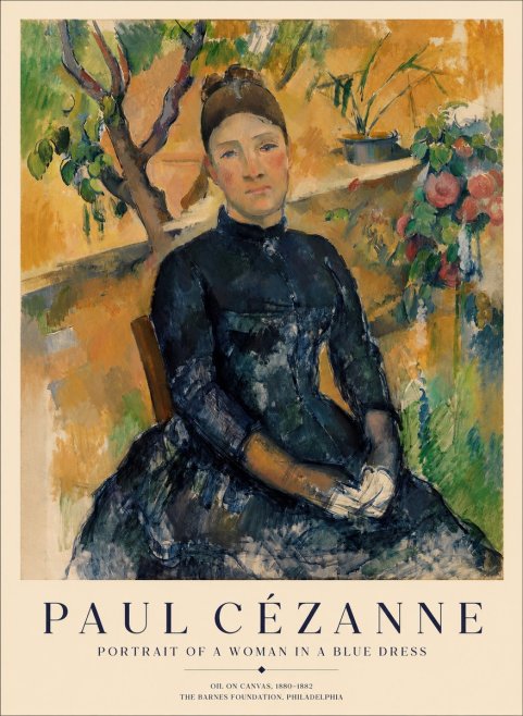 Paul Cézanne Portrait of a Woman in a Blue Dress No1 - Plakat