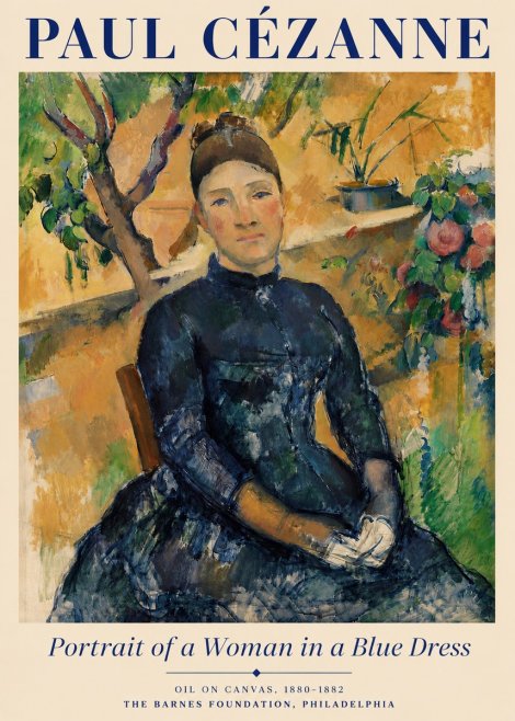 Paul Cézanne Portrait of a Woman in a Blue Dress No3 - Plakat