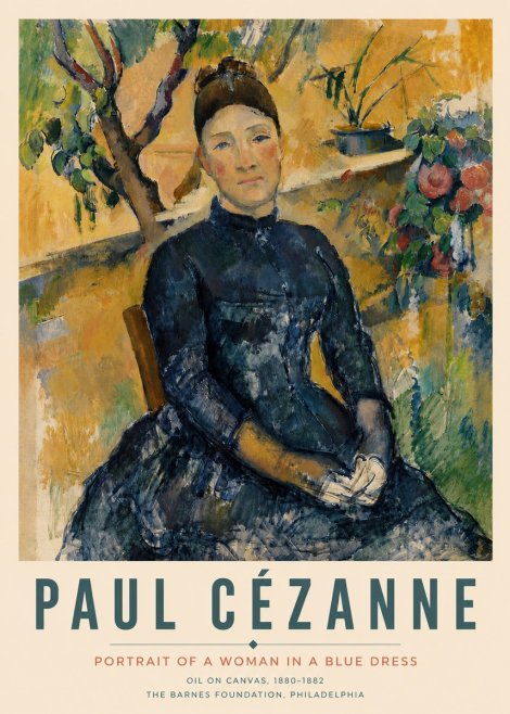 Paul Cézanne Portrait of a Woman in a Blue Dress No4 - Plakat