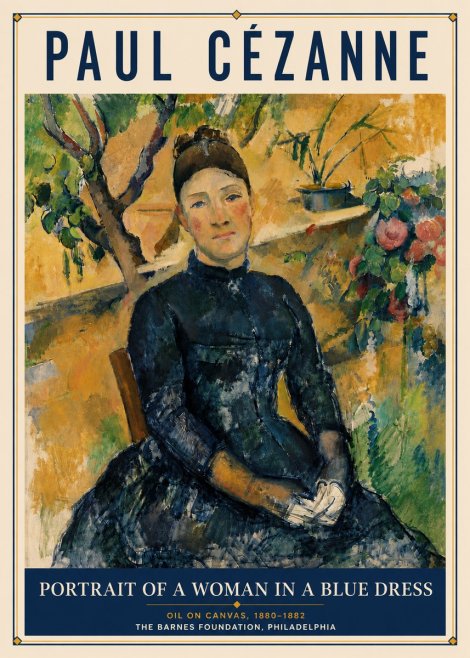 Paul Cézanne Portrait of a Woman in a Blue Dress No6 - Plakat