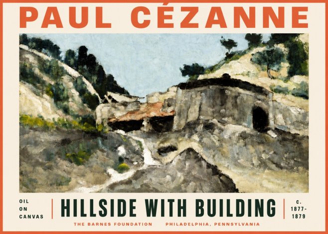 Paul Cézanne Hillside with Building No5 - Plakat
