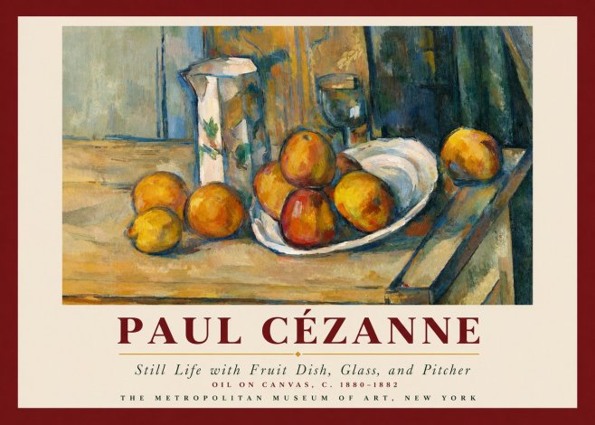 Paul Cézanne Still Life with Fruit Dish, Glass, and Pitcher No3 - Plakat