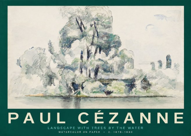 Paul Cézanne Landscape with Trees by the Water No2 - Plakat