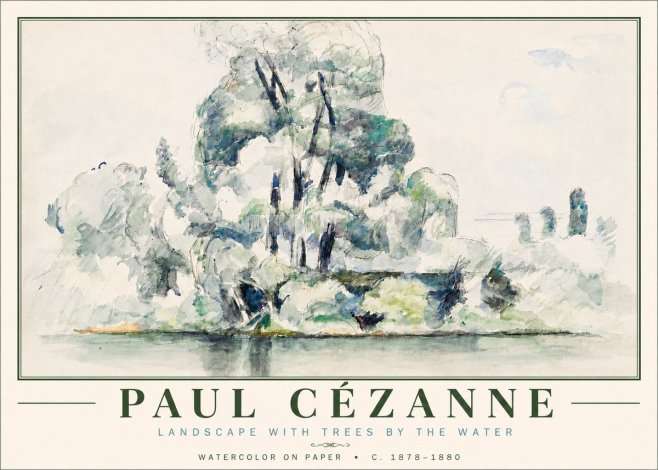 Paul Cézanne Landscape with Trees by the Water No6 - Plakat