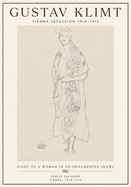 Klimt Study of a Woman in an Ornamented Shawl No6 - Plakat