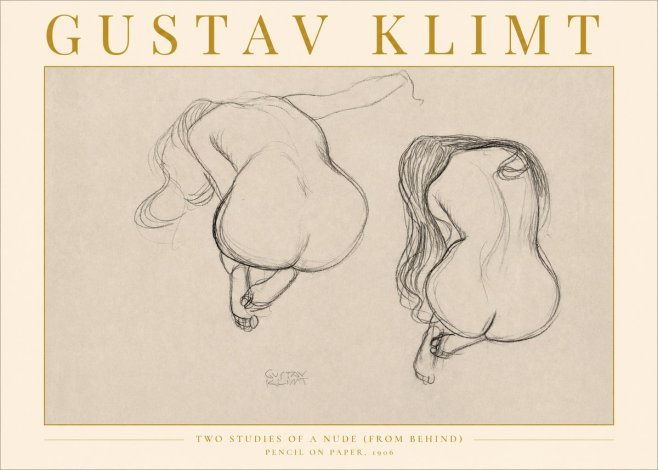 Klimt Two Studies of a Nude (from Behind) No2 - Plakat