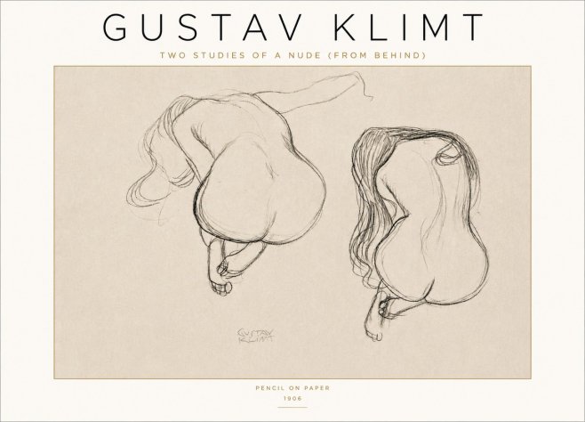Klimt Two Studies of a Nude (from Behind) No4 - Plakat