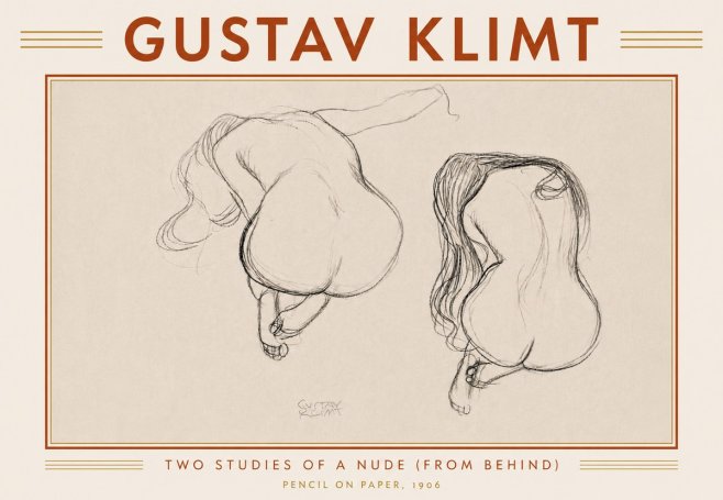Klimt Two Studies of a Nude (from Behind) No6 - Plakat