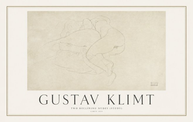 Klimt Two Reclining Nudes (Study) No1 - Plakat