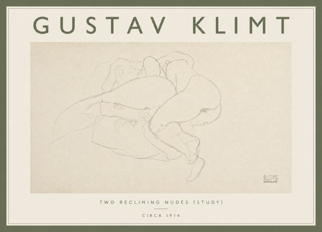 Klimt Two Reclining Nudes (Study) No4 - Plakat