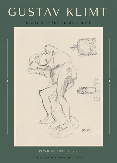 Klimt Study of a Seated Male Nude No2 - Plakat