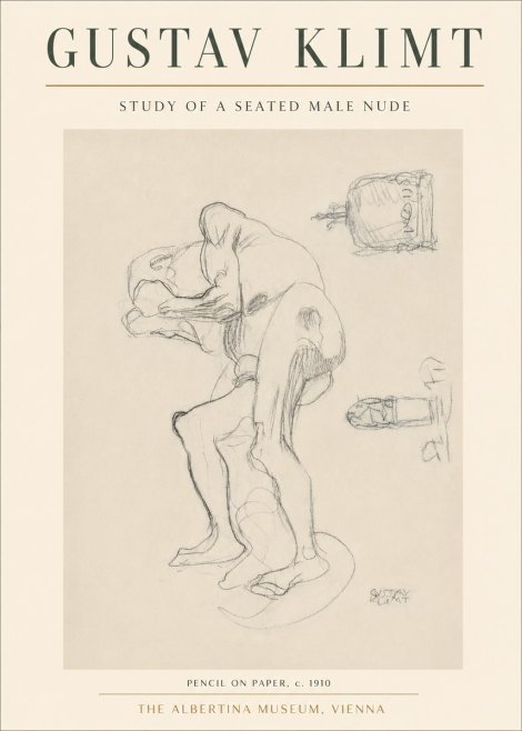 Klimt Study of a Seated Male Nude No3 - Plakat