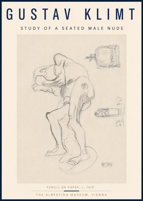Klimt Study of a Seated Male Nude No4 - Plakat