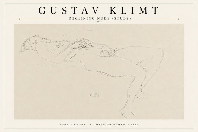 Klimt Reclining Nude (Study) No3 - Plakat