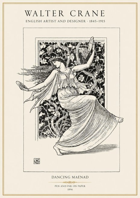 Walter Crane Dancing Maenad No1 - Plakat