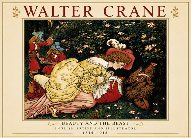 Walter Crane Beauty and the Beast No4 - Plakat