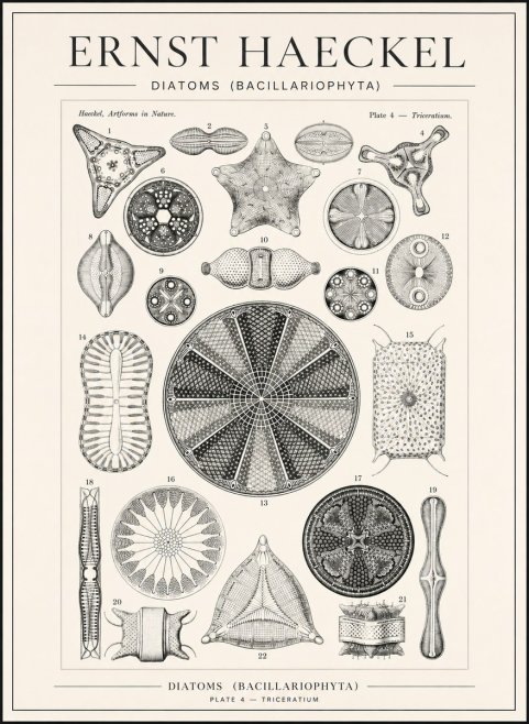 Ernst Haeckel Diatoms (Bacillariophyta) Plate 4 – Triceratium No1 - Plakat
