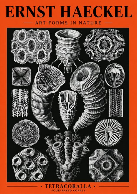 Ernst Haeckel Tetracoralla - Four-rayed Corals No5 - Plakat
