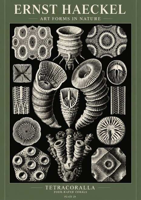 Ernst Haeckel Tetracoralla - Four-rayed Corals No6 - Plakat