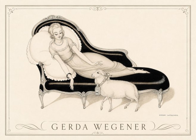Gerda Wegener Lady with Lamb No3 - Plakat