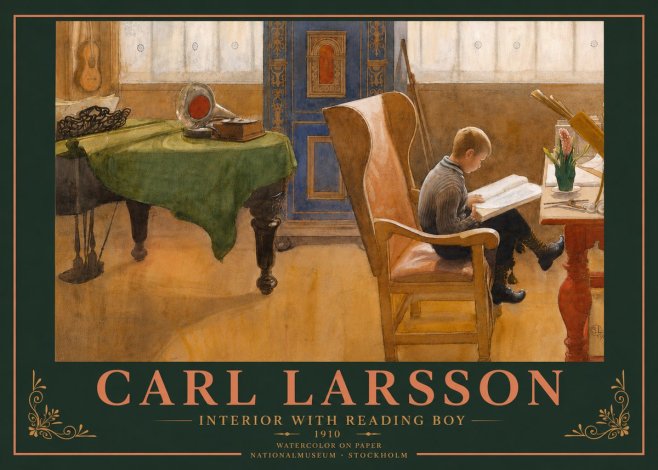 Carl Larsson Interior with Reading Boy No5 - Plakat