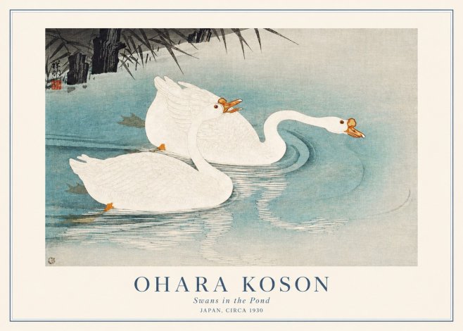 Ohara Koson Two Swans No2 - Plakat