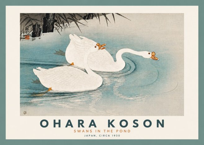 Ohara Koson Two Swans No5 - Plakat