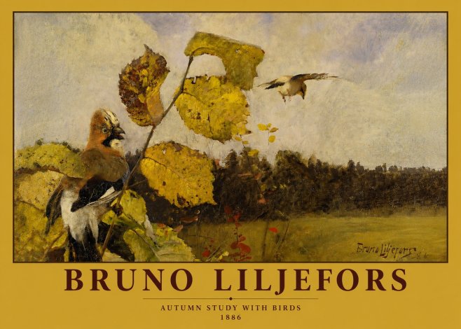 Bruno Liljefors Autumn Study with Birds No2 - Plakat