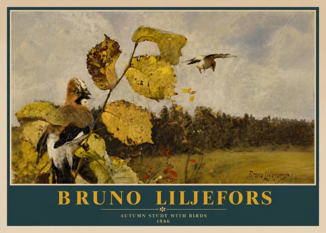 Bruno Liljefors Autumn Study with Birds No3 - Plakat