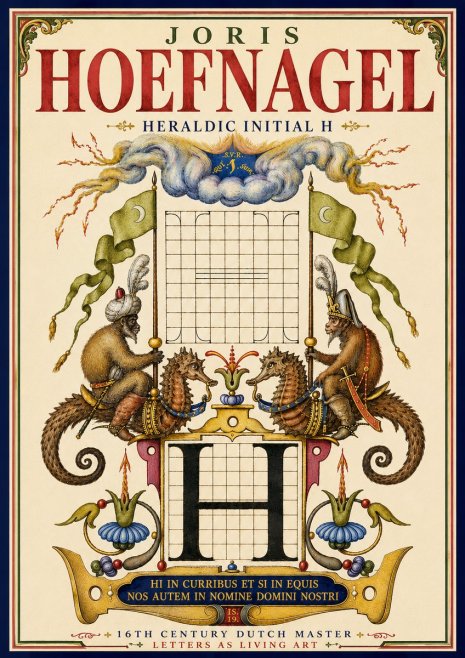 Joris Hoefnagel Heraldic Initial H No5 - Plakat
